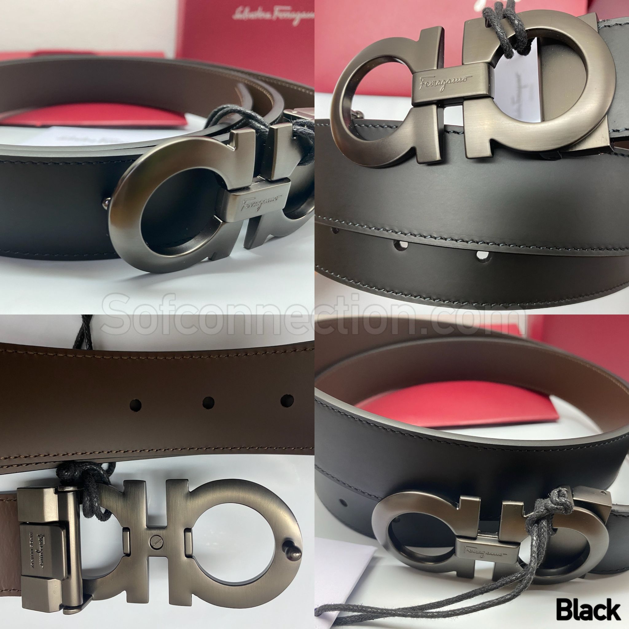 Salvatore ferragamo Men’s Reversible Belt ( 675542 ) Black- Brown , Silver Brown_6