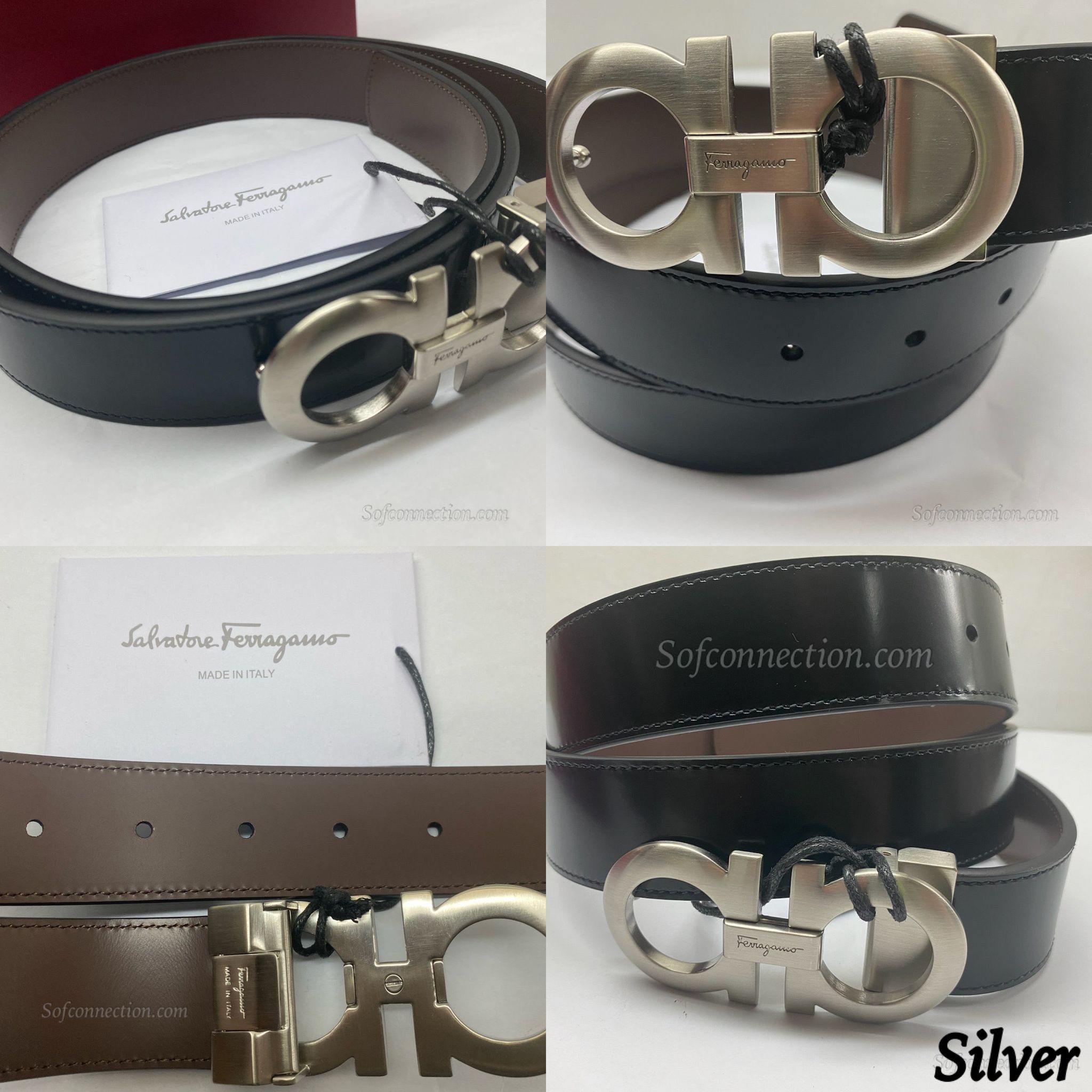 Salvatore ferragamo Men’s Reversible Belt ( 675542 ) Black- Brown , Silver Brown_9