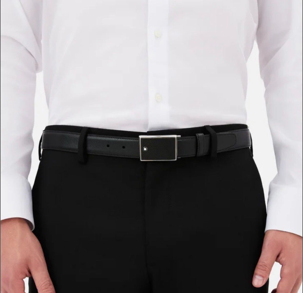 [BELT #114421] Montblanc Black 30mm Leather Belt_2