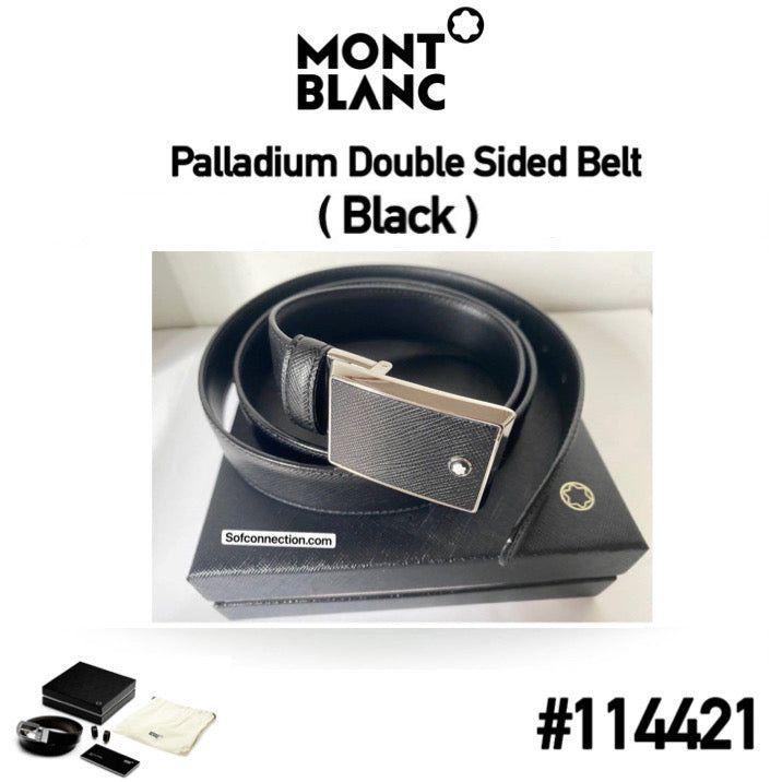 [BELT #114421] Montblanc Black 30mm Leather Belt_0