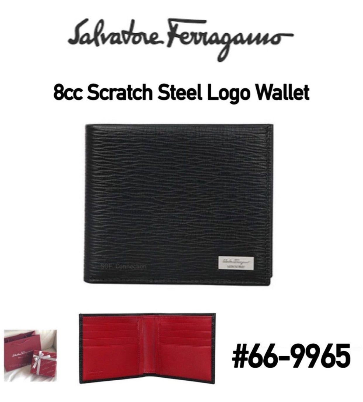 [8cc Wallet #66-9965] Salvatore Ferragamo Scratch Steel Logo Wallet_0