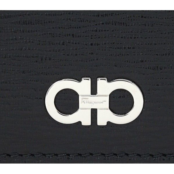 [6cc Card Wallet #66-A302] Salvatore Ferragamo Silver Double Ganchini_3
