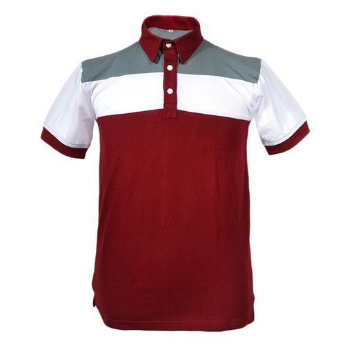 PRAHO Polo Homme Manches Courtes - Bordeaux/Gris/Blanc_0