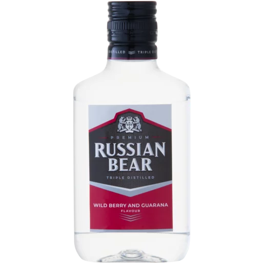 Russian Bear Wild Berry & Guarana Flavoured Triple Distilled Vodka Bottle 200ml_0