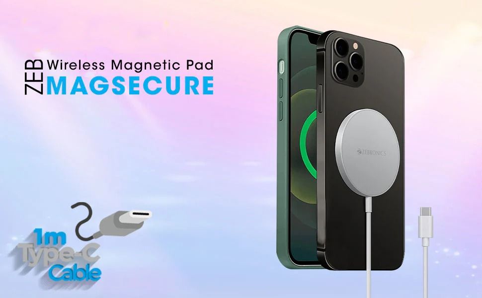 Zebronics Zeb-MagSecure 15W Type C PD Magnetic Wireless Charger Pad with 1 M Type-C Cable_3