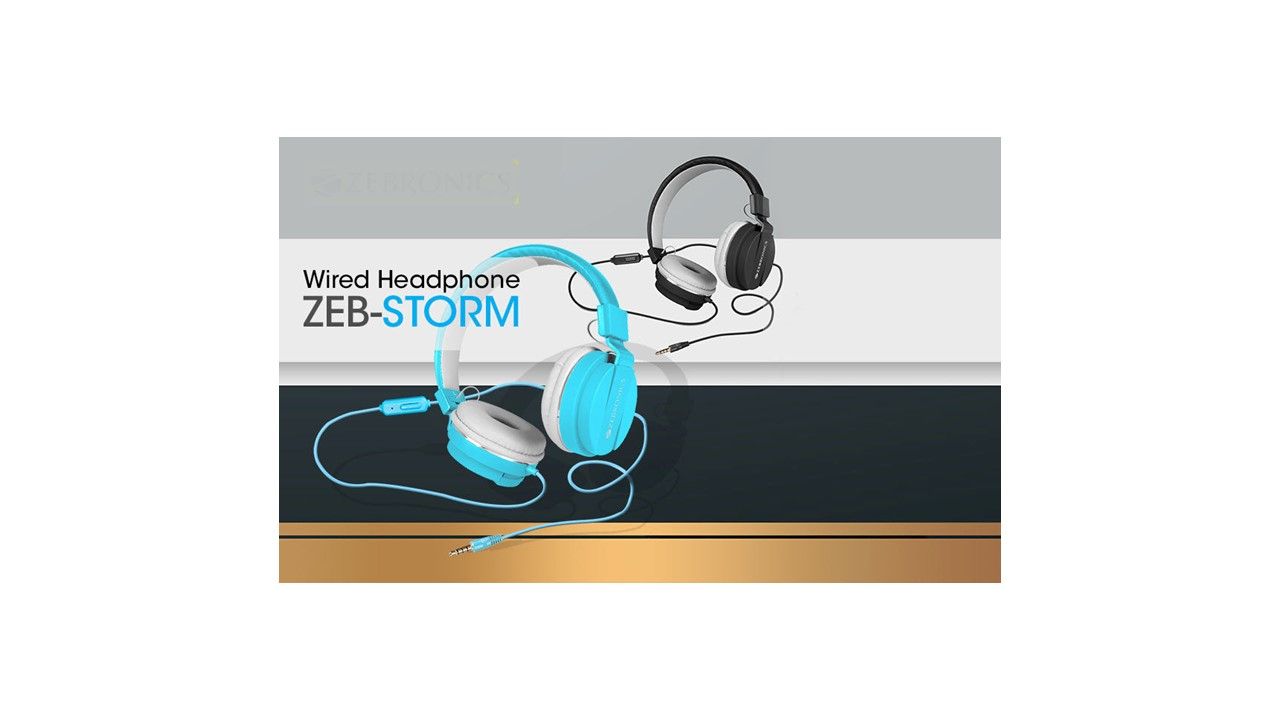 Zebronics Zeb-Storm Wired On Ear Headphone with 3.5mm Jack, Built-in Microphone for Calling - Assorted Color_0