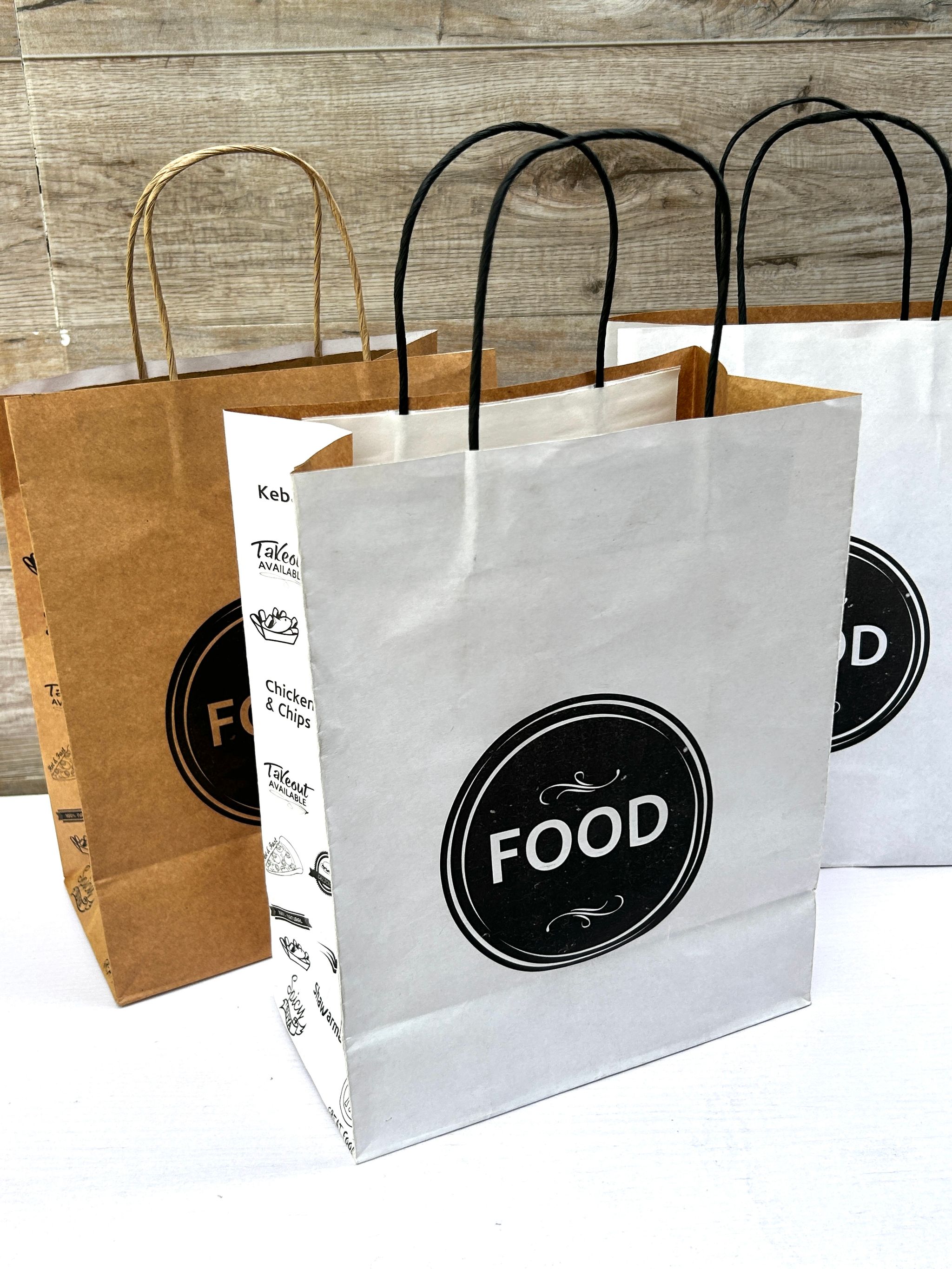 “FOOD” WHITE DELIVERY TAKEOUT BAGS  (WITH TWIST HANDLES) _1