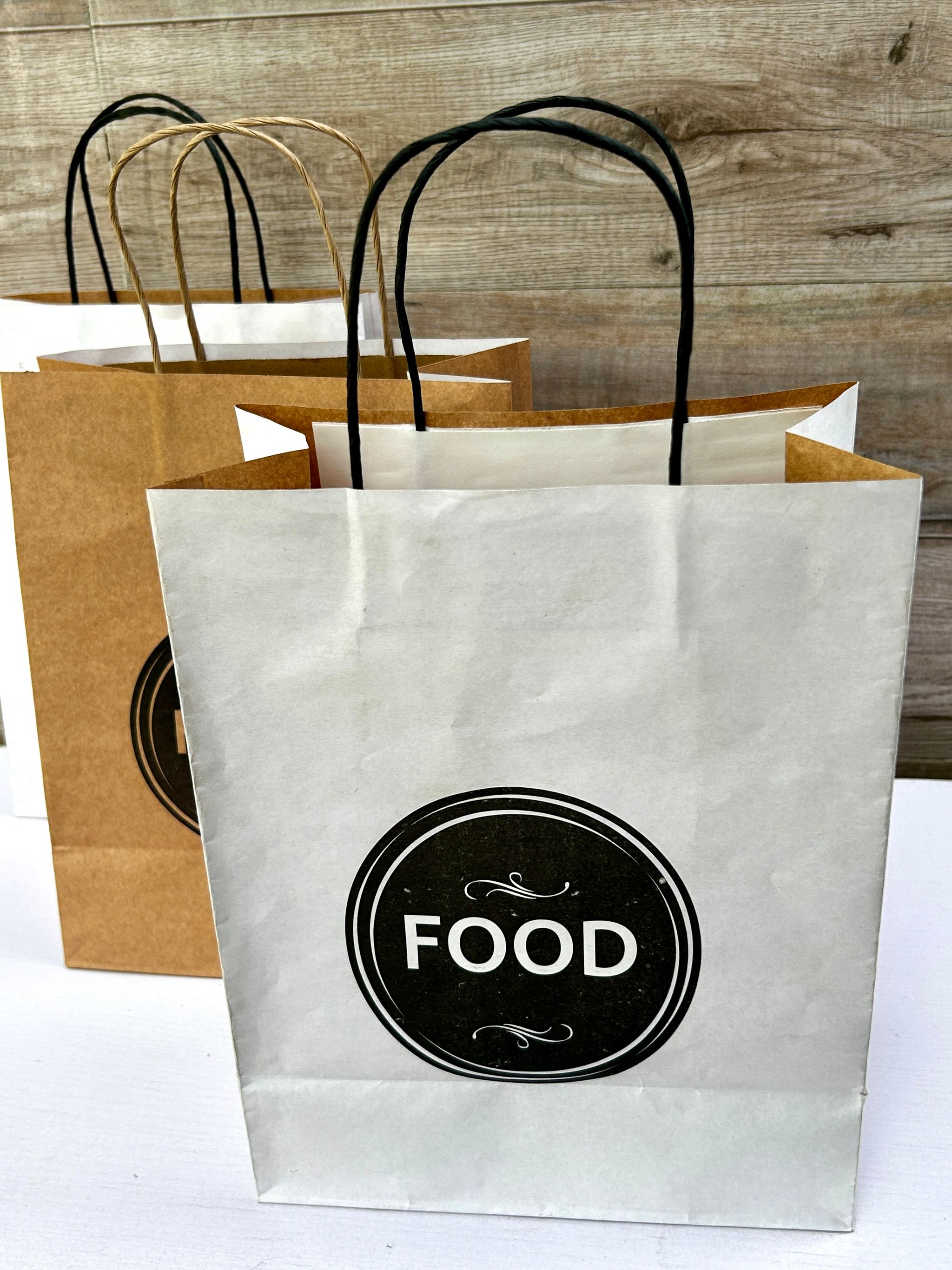 “FOOD” WHITE DELIVERY TAKEOUT BAGS  (WITH TWIST HANDLES) _4