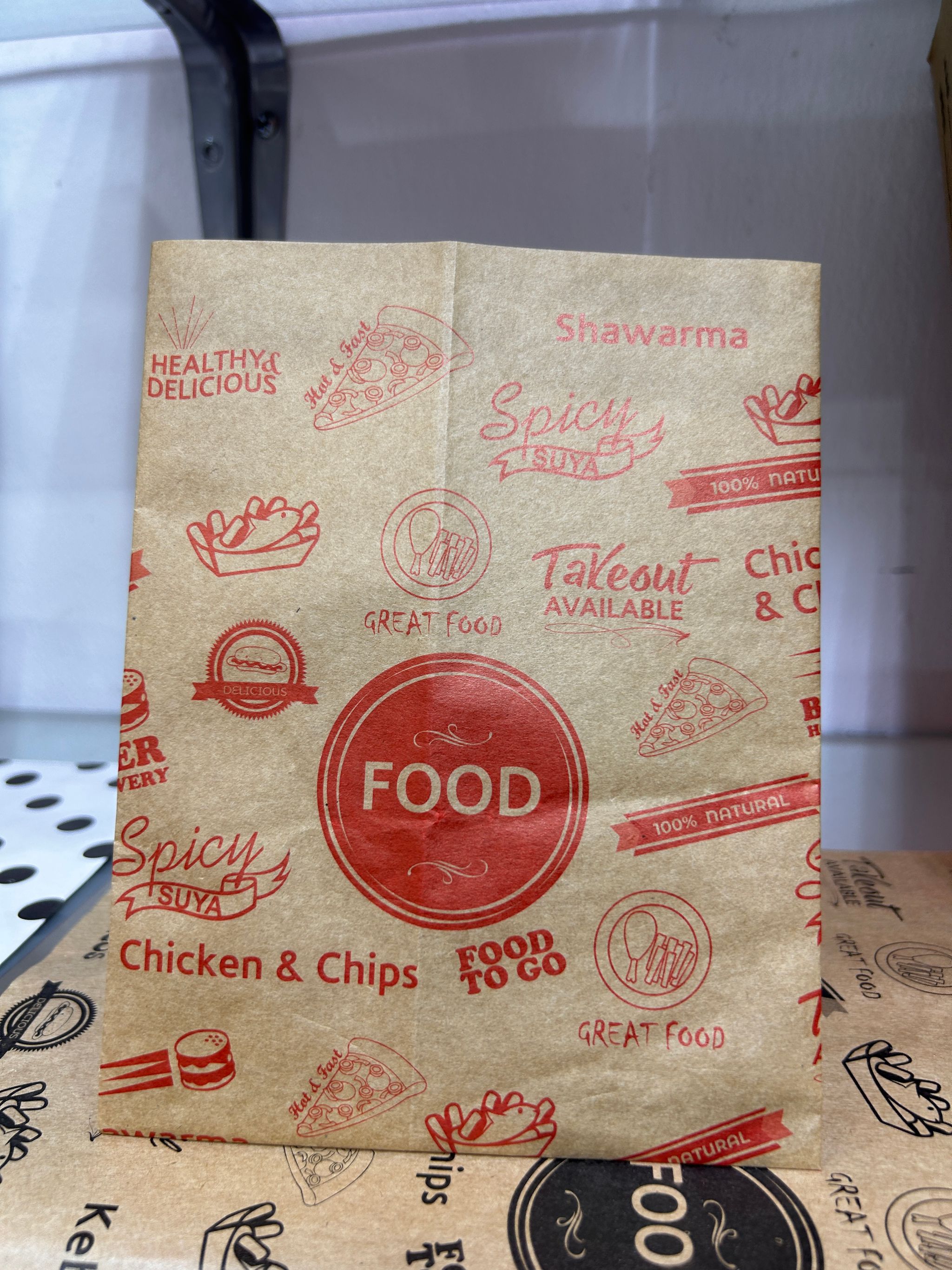 “FOOD TO GO” DELI TAKEOUT BAGS - RED & BROWN_0