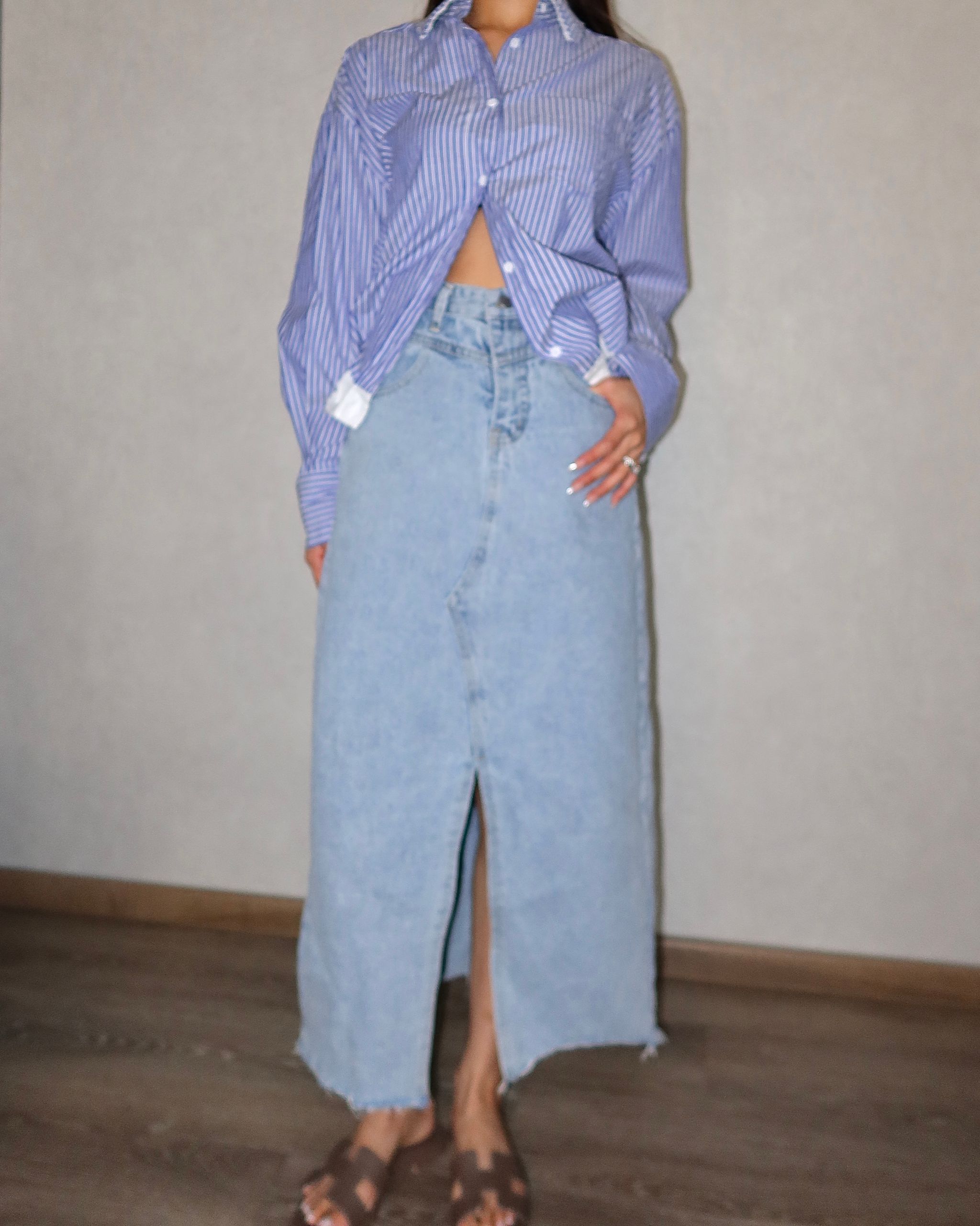 DENIM SKIRT(LIGHT WASHED)_0