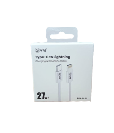 EVM CL-03 Type-C to Lightning Cable (Nylon Braided, 27W, 1 Meter)_0