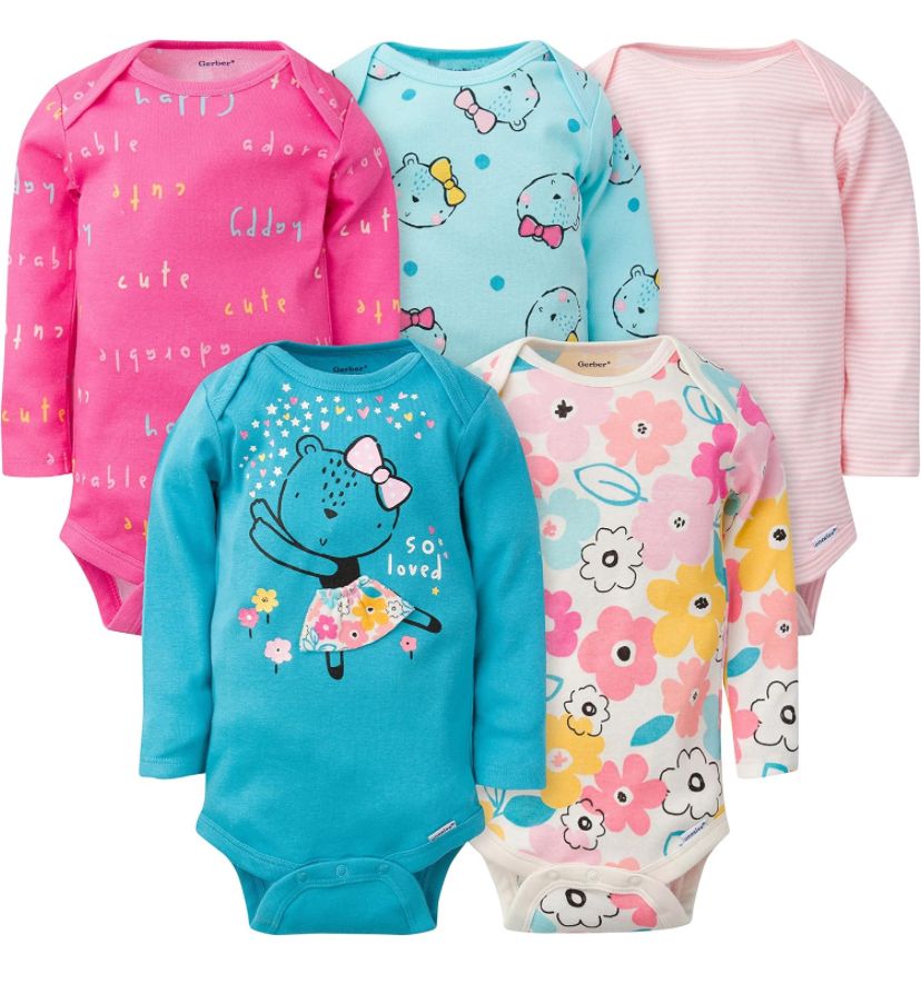 Gerber baby girl 4-pack & 5-pack Newborn onesies _3