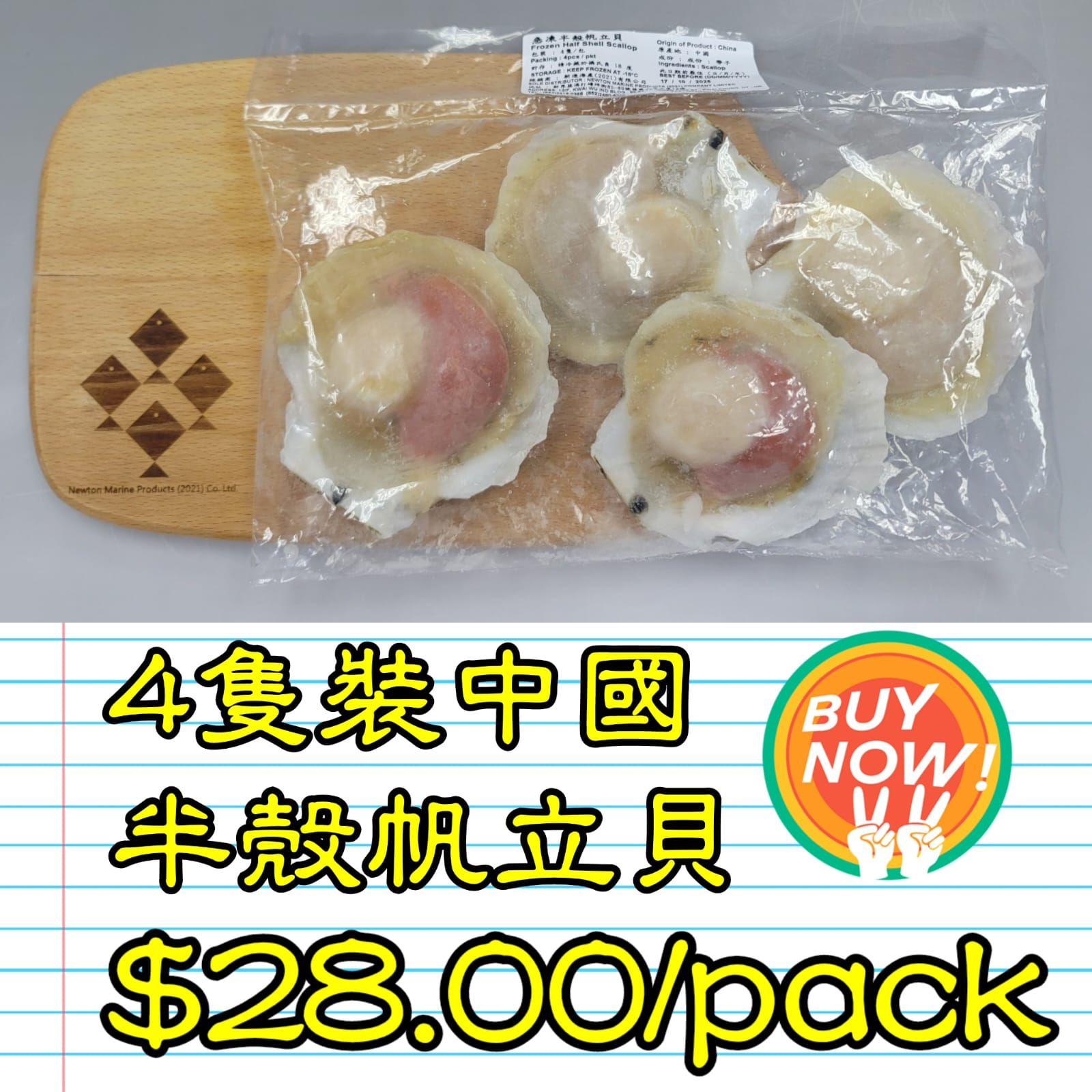 4隻裝 中國 半殼帆立貝_0