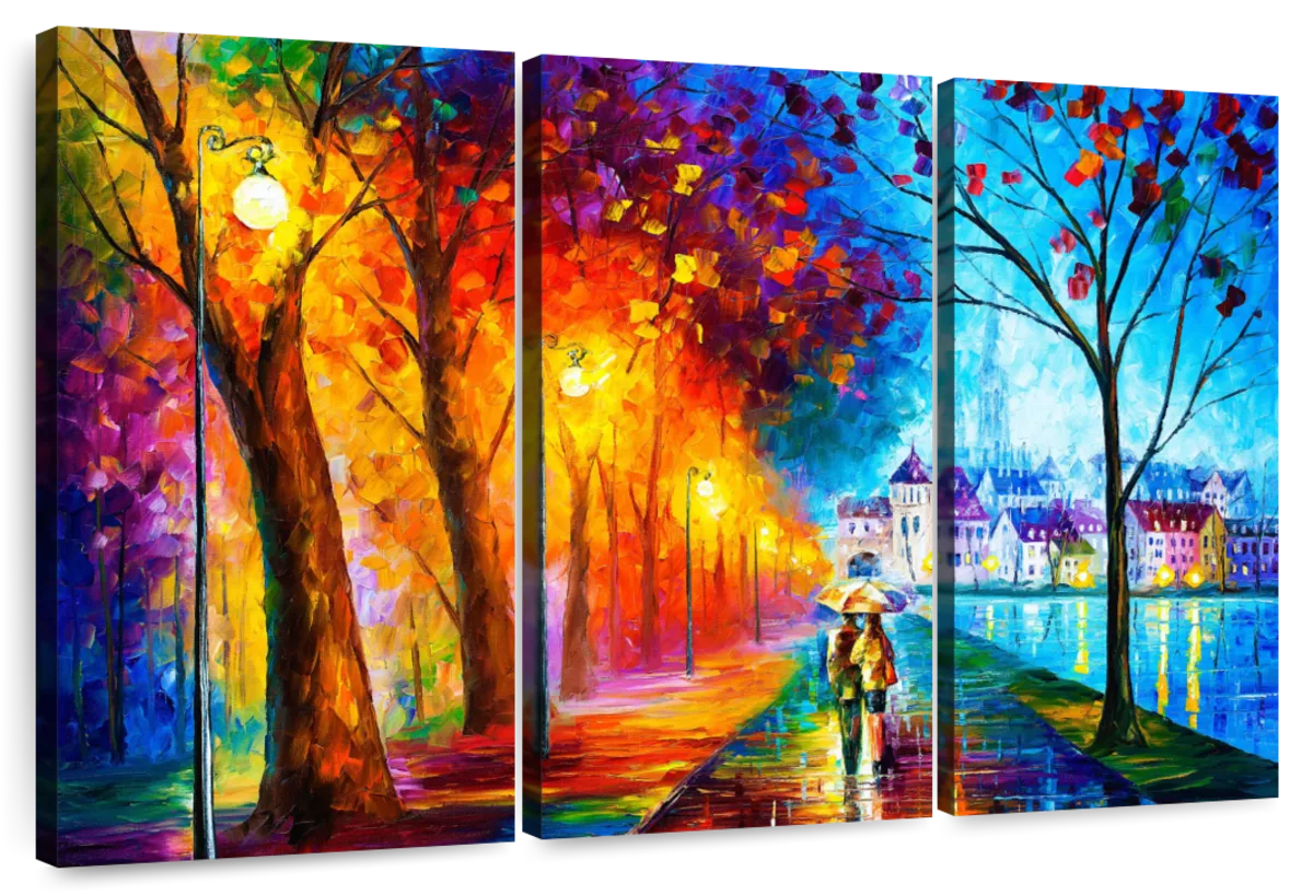 City By The Lake Abstract Painting 3 Piece Canvas Wall Art For Living Bedroom Office Decor _8