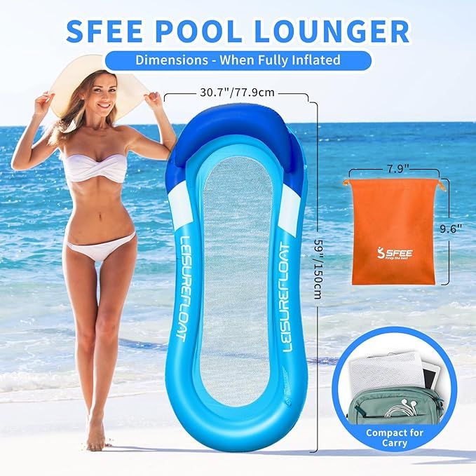 Upgraded Pool Lounger with Headrest Thicken Pool Floaties for Adults._0