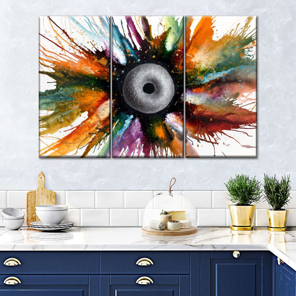 Bagel Abstract Painting 3 Piece Canvas Wall Art For Living Bedroom Office Home Decor _2