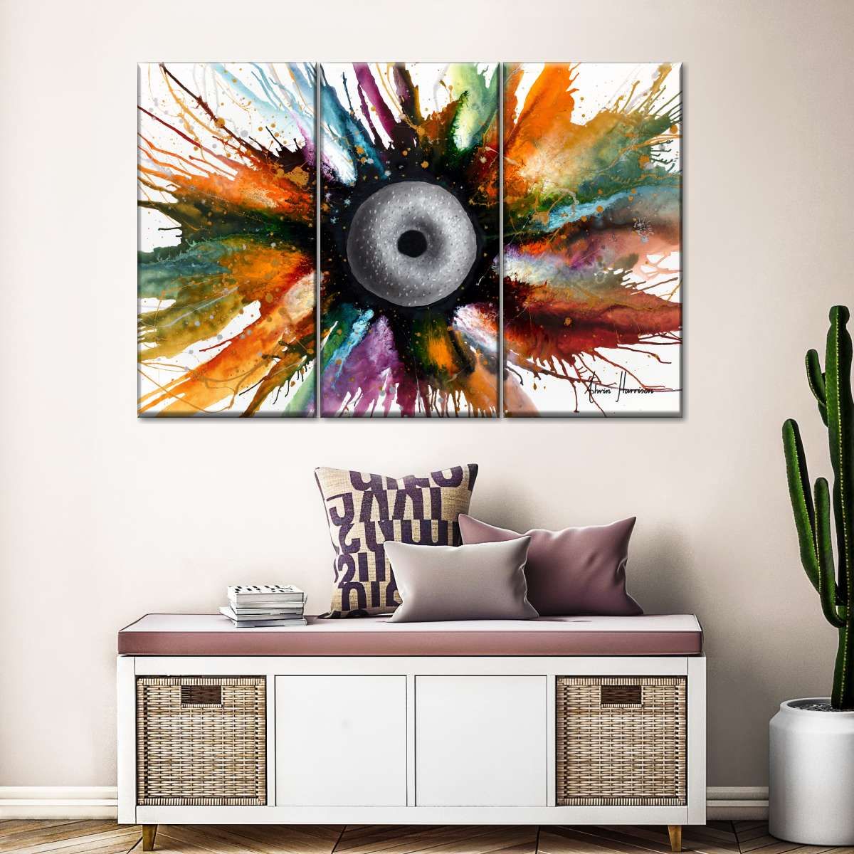 Bagel Abstract Painting 3 Piece Canvas Wall Art For Living Bedroom Office Home Decor _1