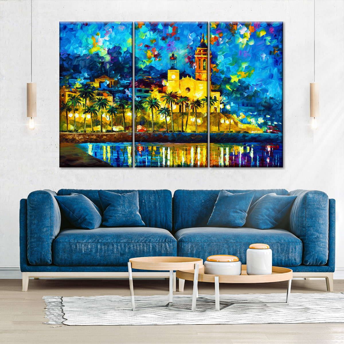  Castle Beach Abstract Painting 3 Piece Canvas Wall Art For Living Bedroom Office Home Decor _0