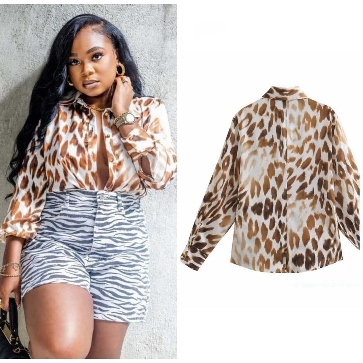 Long Sleeve Leopard Printed Top_0