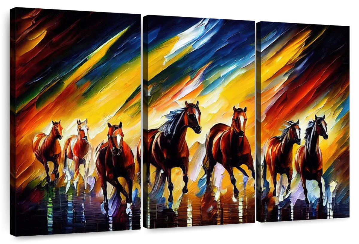 Runing Horses 3 Piece Canvas Wall Art For Living Bedroom Office Home Decor  _9