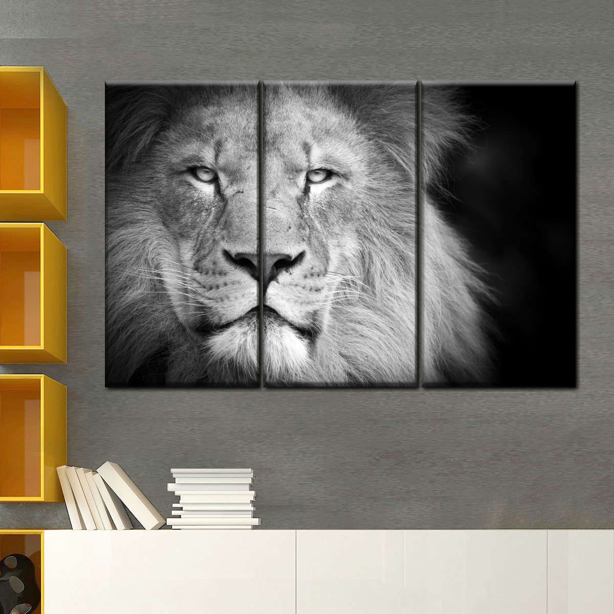 Lion Focus 3 Piece Canvas Wall Art For Living Bedroom Office Home Decor _3