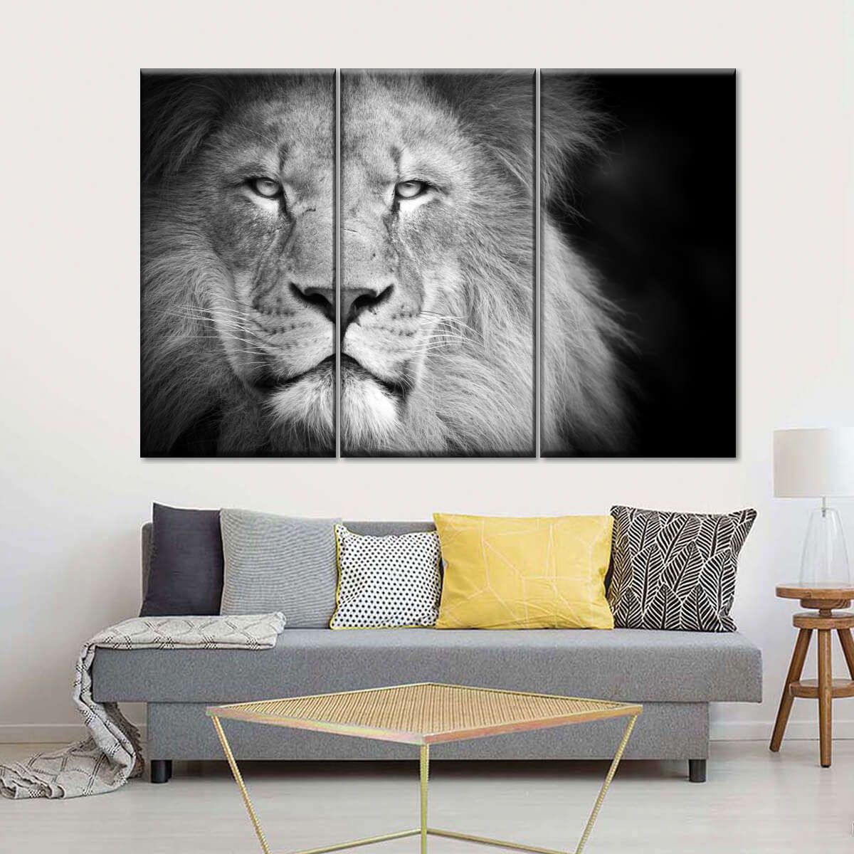 Lion Focus 3 Piece Canvas Wall Art For Living Bedroom Office Home Decor _0