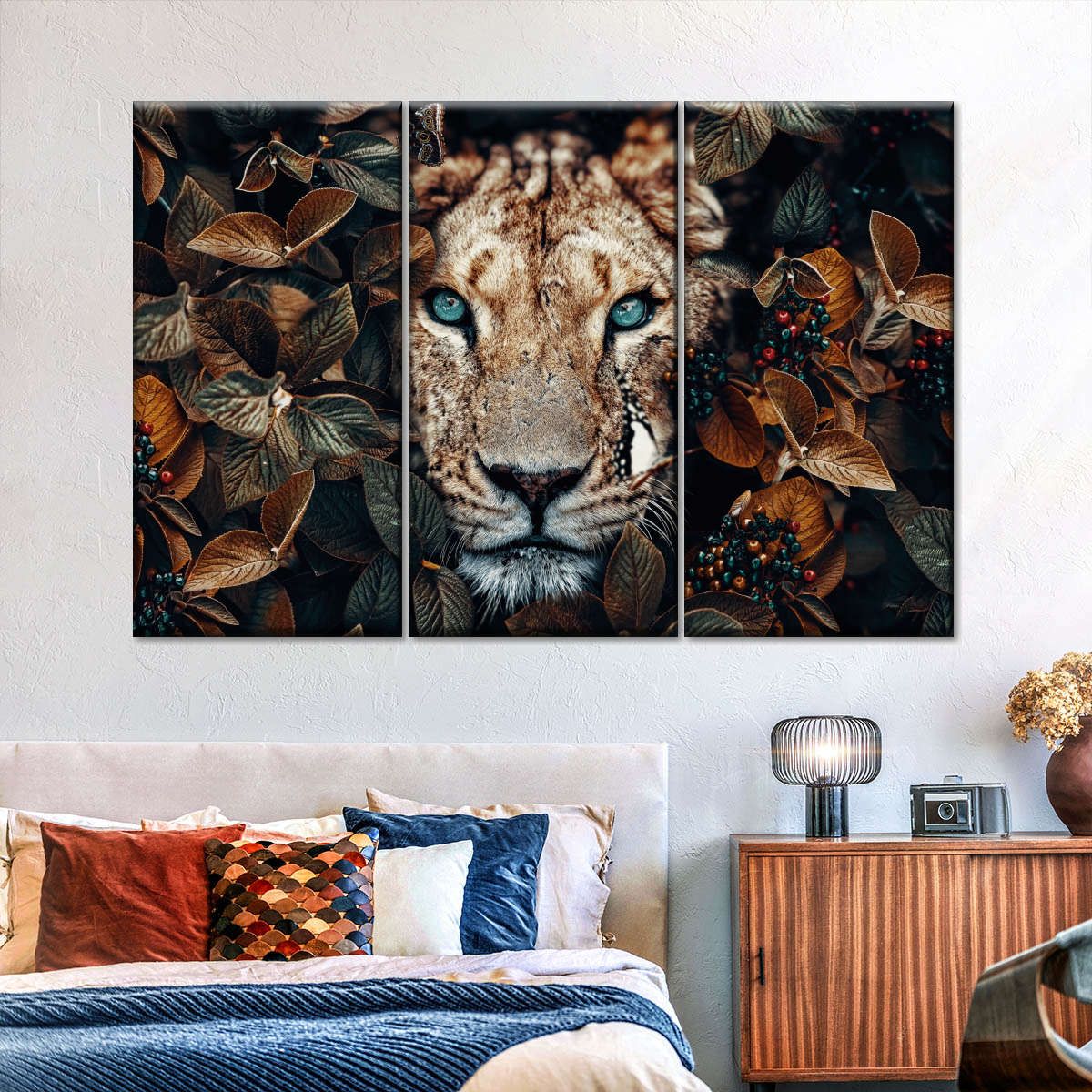 Lioness 3 Piece Canvas Wall Art For Living Bedroom Office Home Decor _0