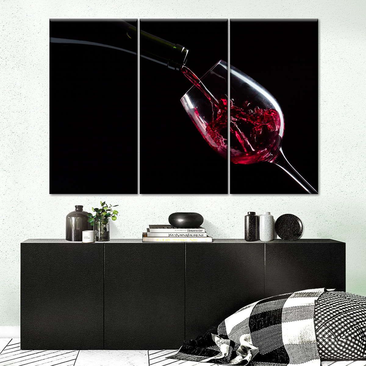 Wine Into Glass 3 Piece Canvas Wall Art For Living Bedroom Office Home Decor _0