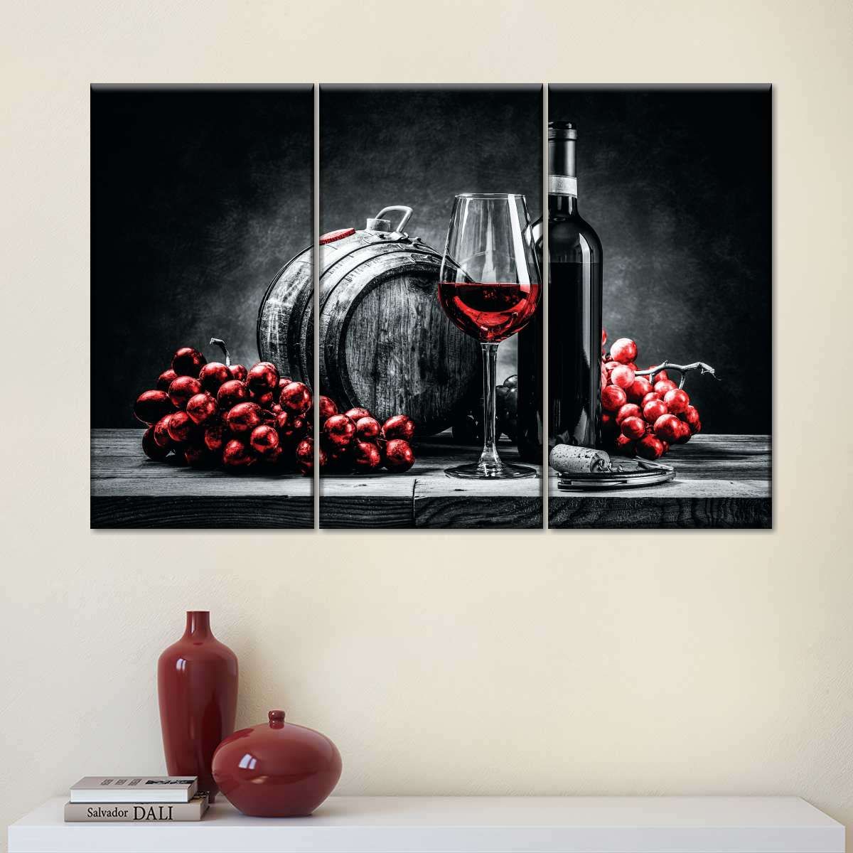 Wine And Grape 3 Piece Canvas Wall Art For Living Bedroom Office Home Decor  _1