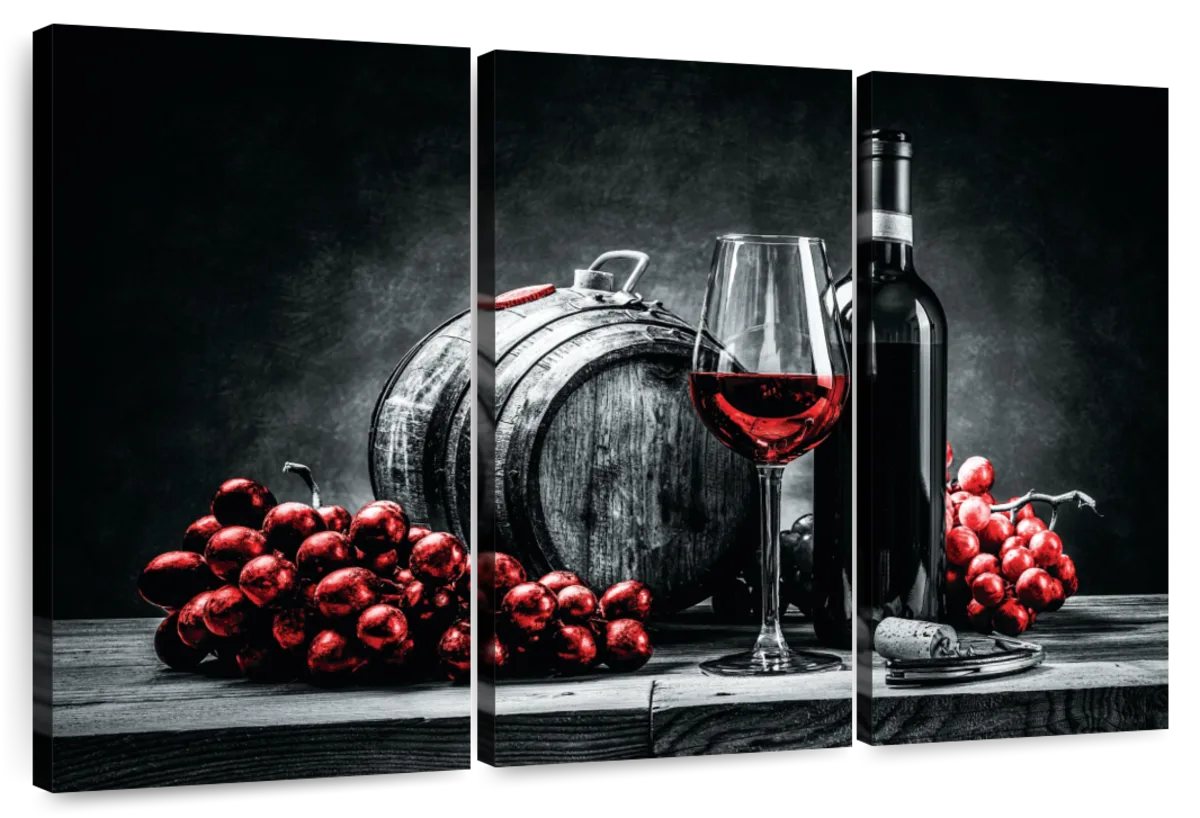 Wine And Grape 3 Piece Canvas Wall Art For Living Bedroom Office Home Decor  _8