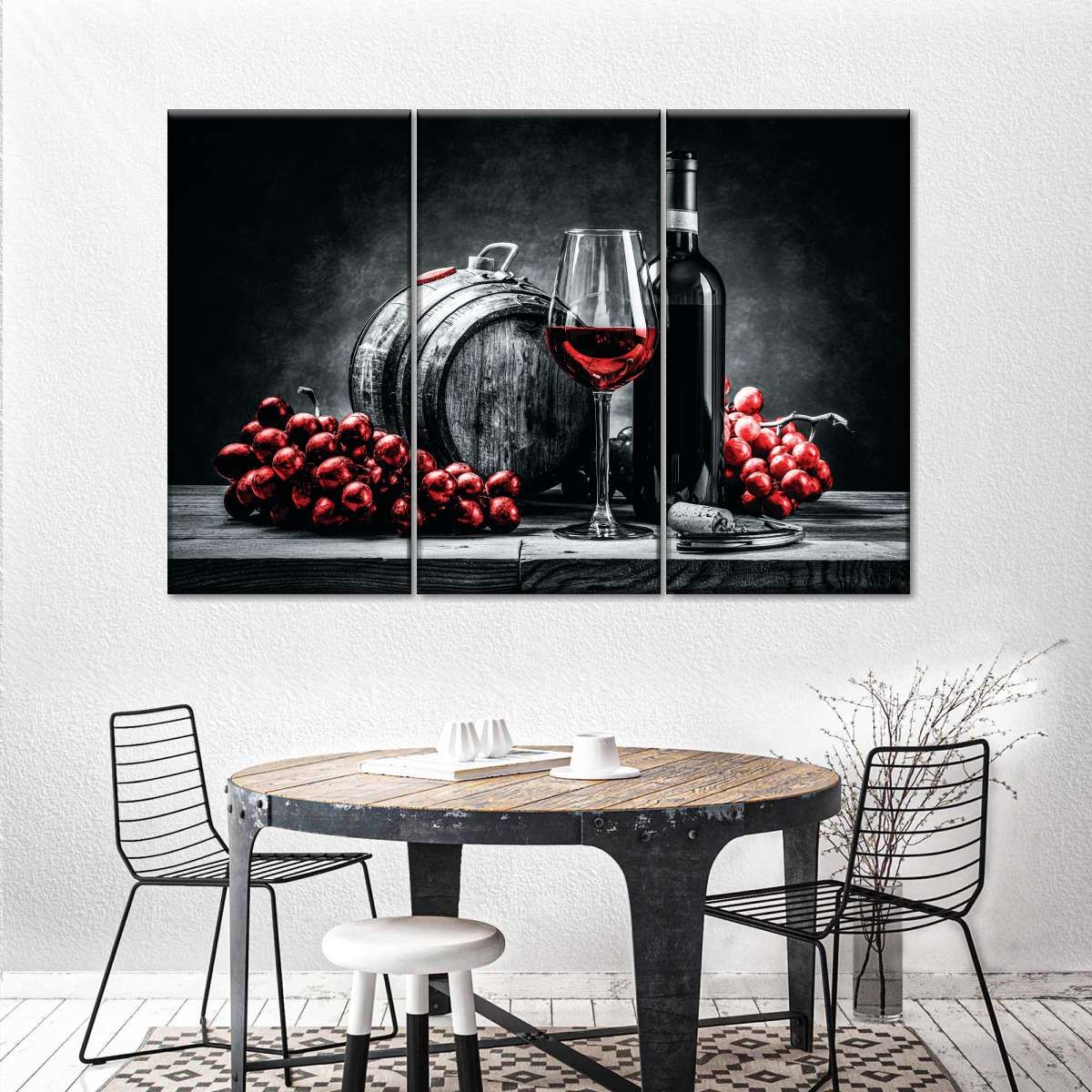 Wine And Grape 3 Piece Canvas Wall Art For Living Bedroom Office Home Decor  _0