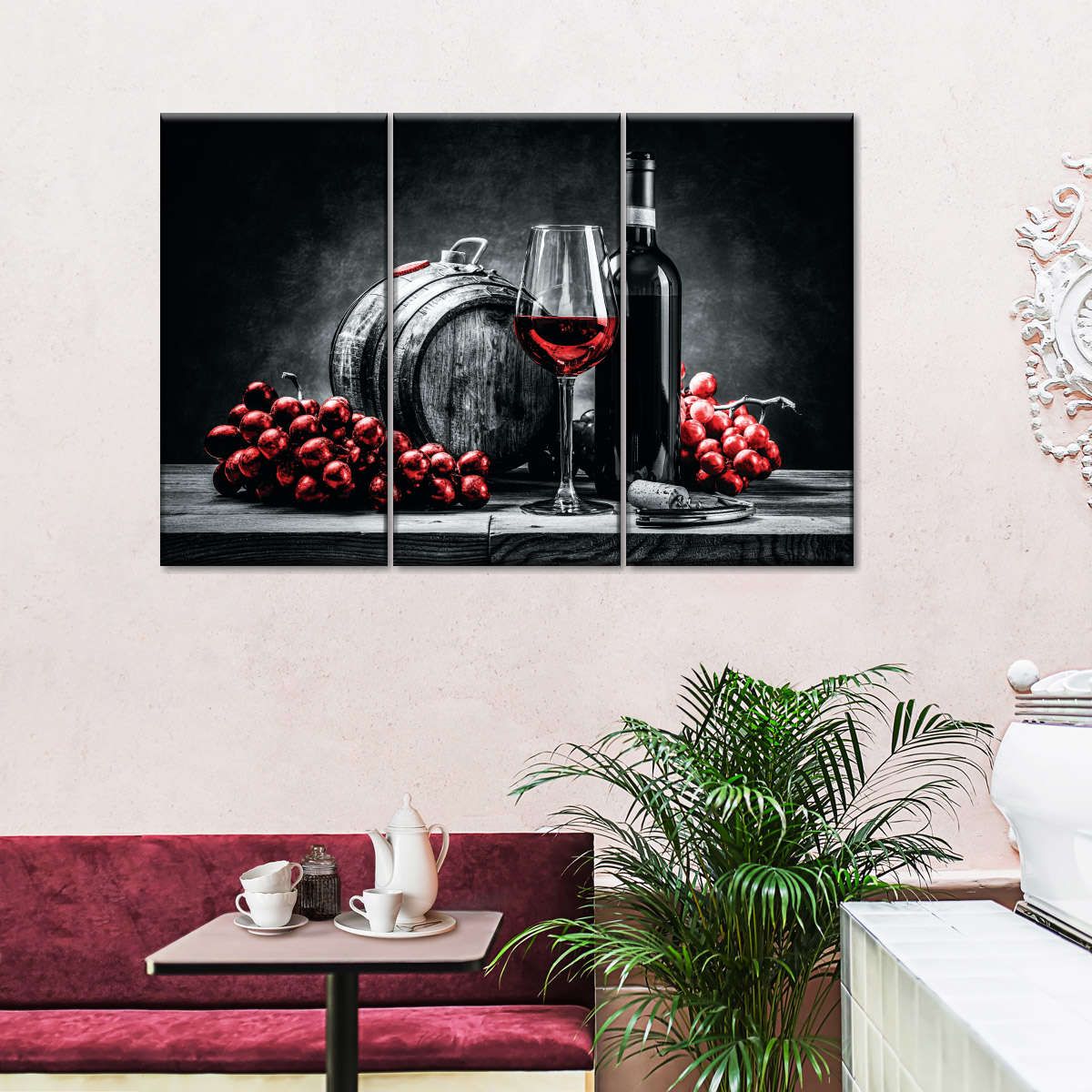 Wine And Grape 3 Piece Canvas Wall Art For Living Bedroom Office Home Decor  _2