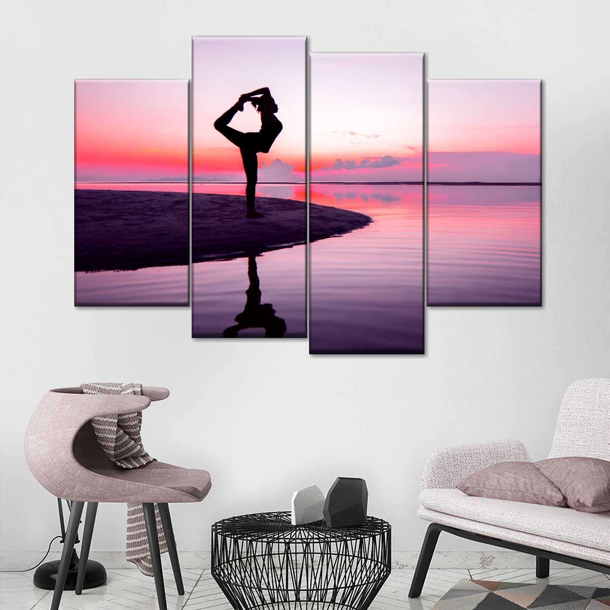  Yoga Sunset 4 Piece Canvas Wall Art For Living Bedroom Office Home Decor  (Copy)_2