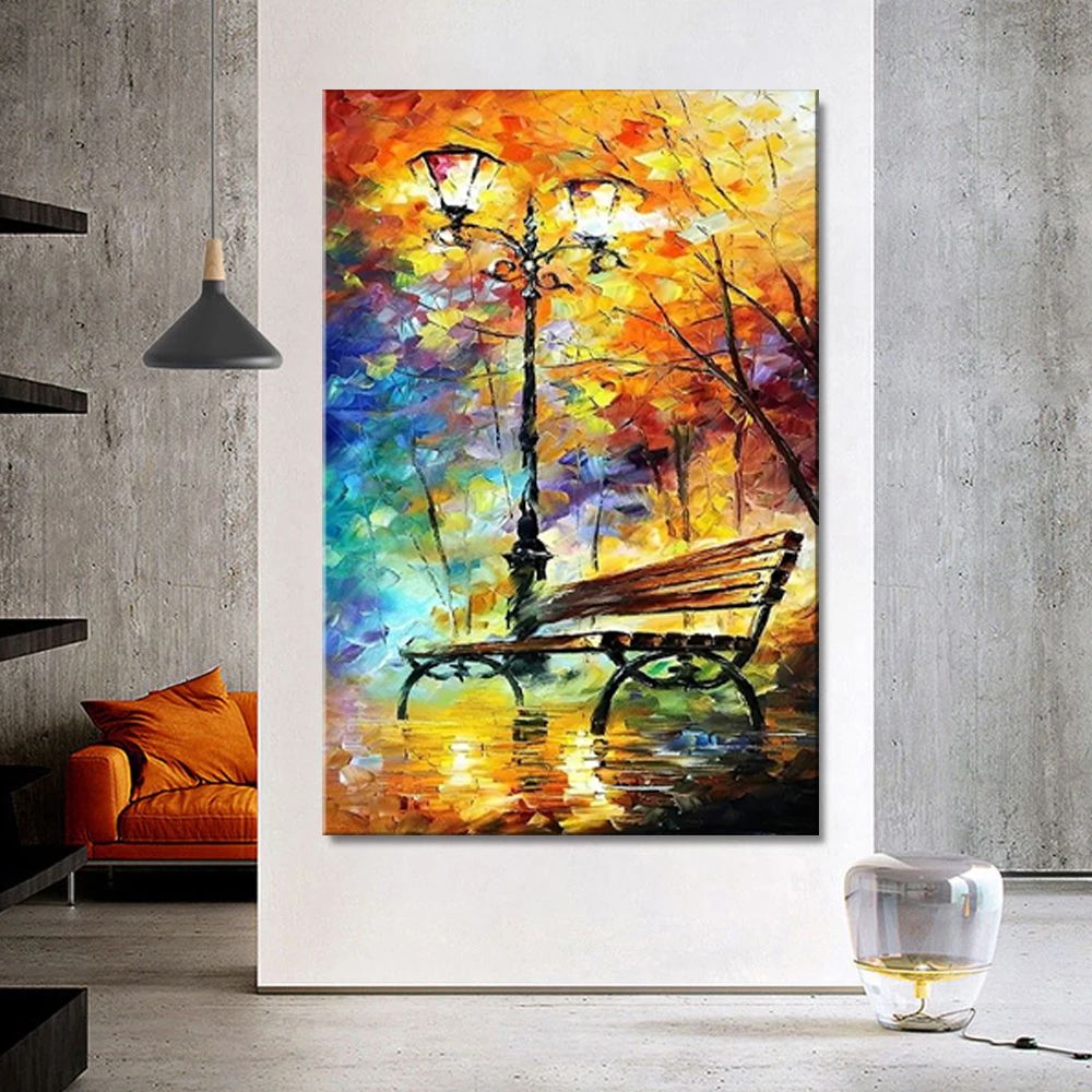 Forest Rainy Street Abstract 3 Piece Canvas Wall Art For Living Bedroom Office Home Decor _2