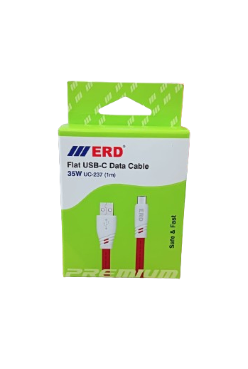 ERD UC-237 Flat Type-C 1 Meter data Cable 35W - Red_1