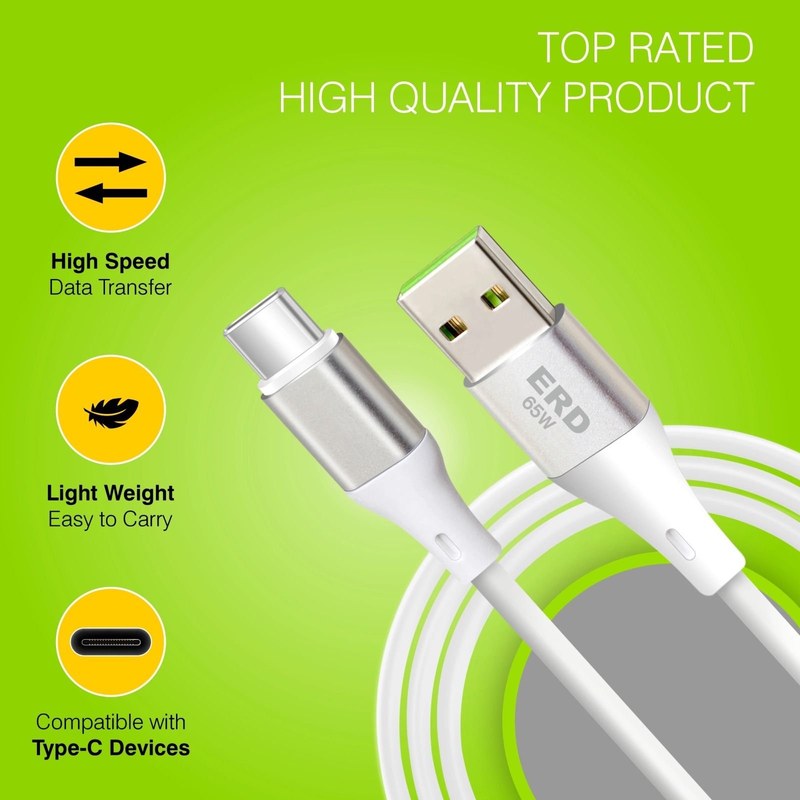 ERD UC-240 Metal Casing Type-C Data Cable, 65Watt_2