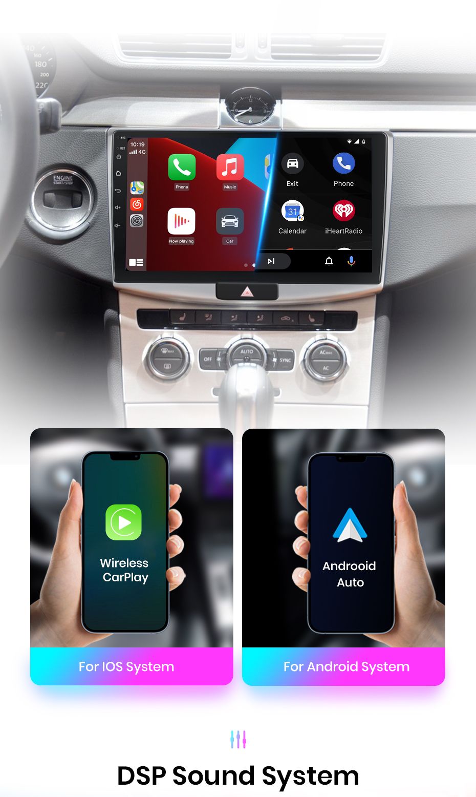 Rádio 10" android Volkswagen Passat B6 B7 CC CARPLAY WIFI GPS Novo_4