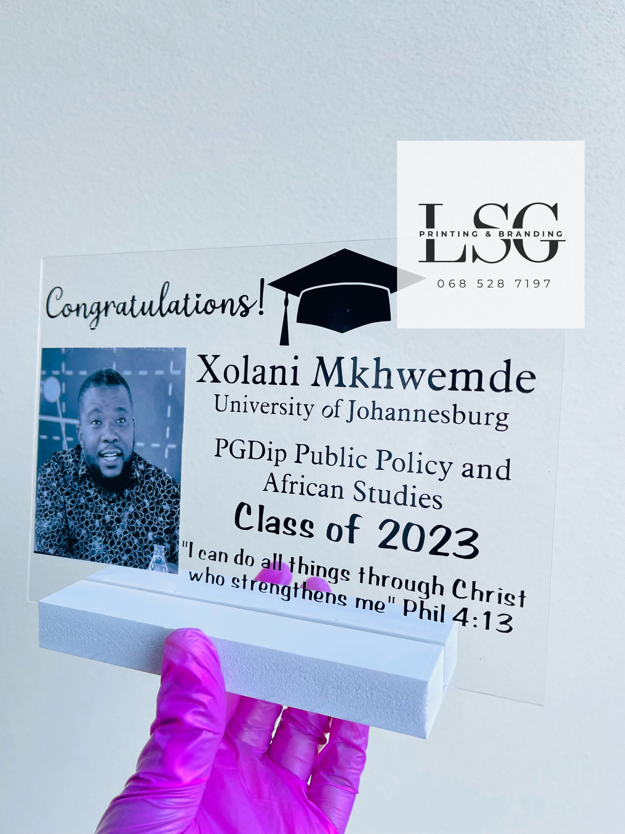 A5 Acrylic Graduation Plaque with image (Portrait)_0