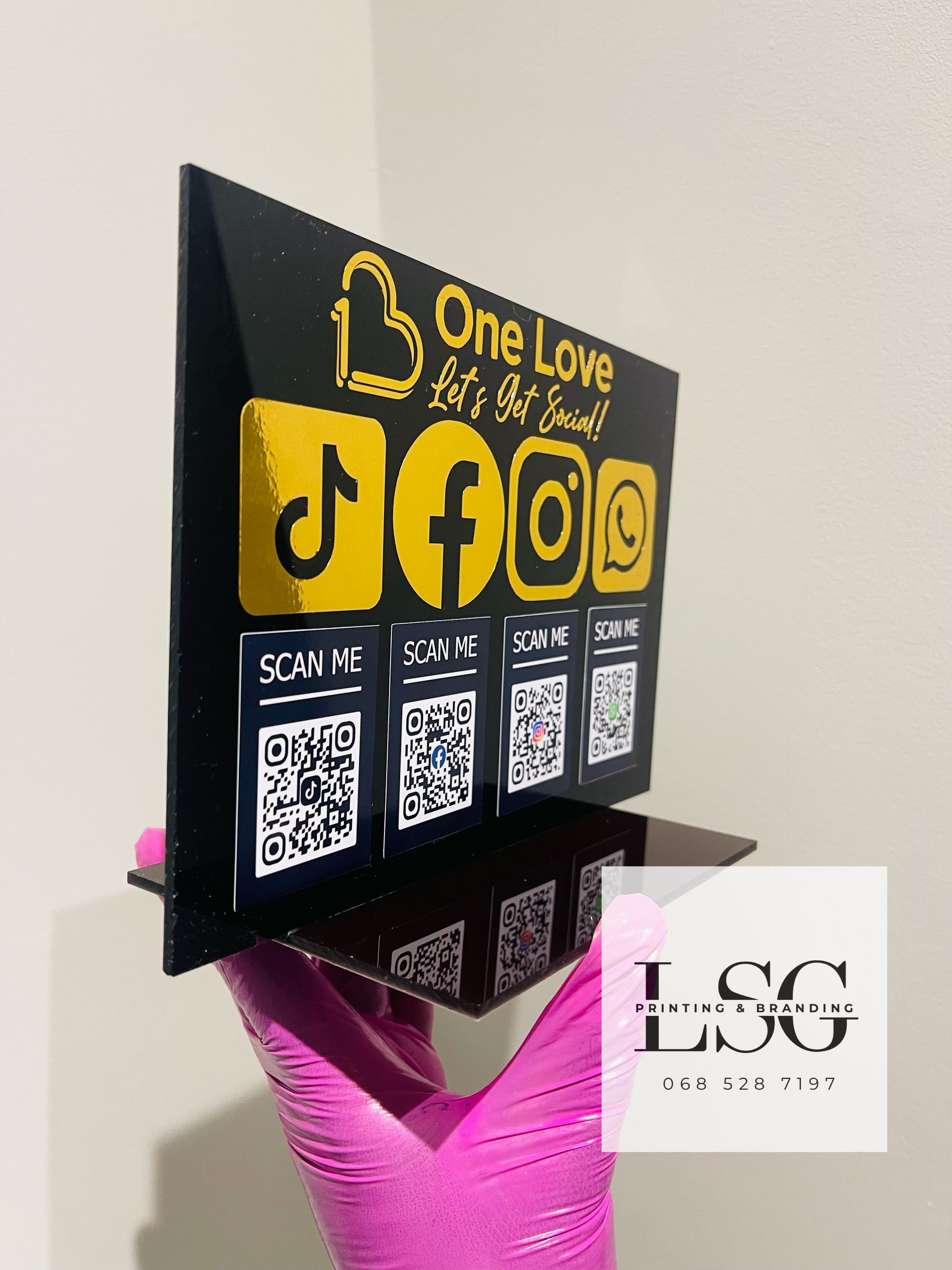 A5 Black/White Acrylic QR code business sign_1