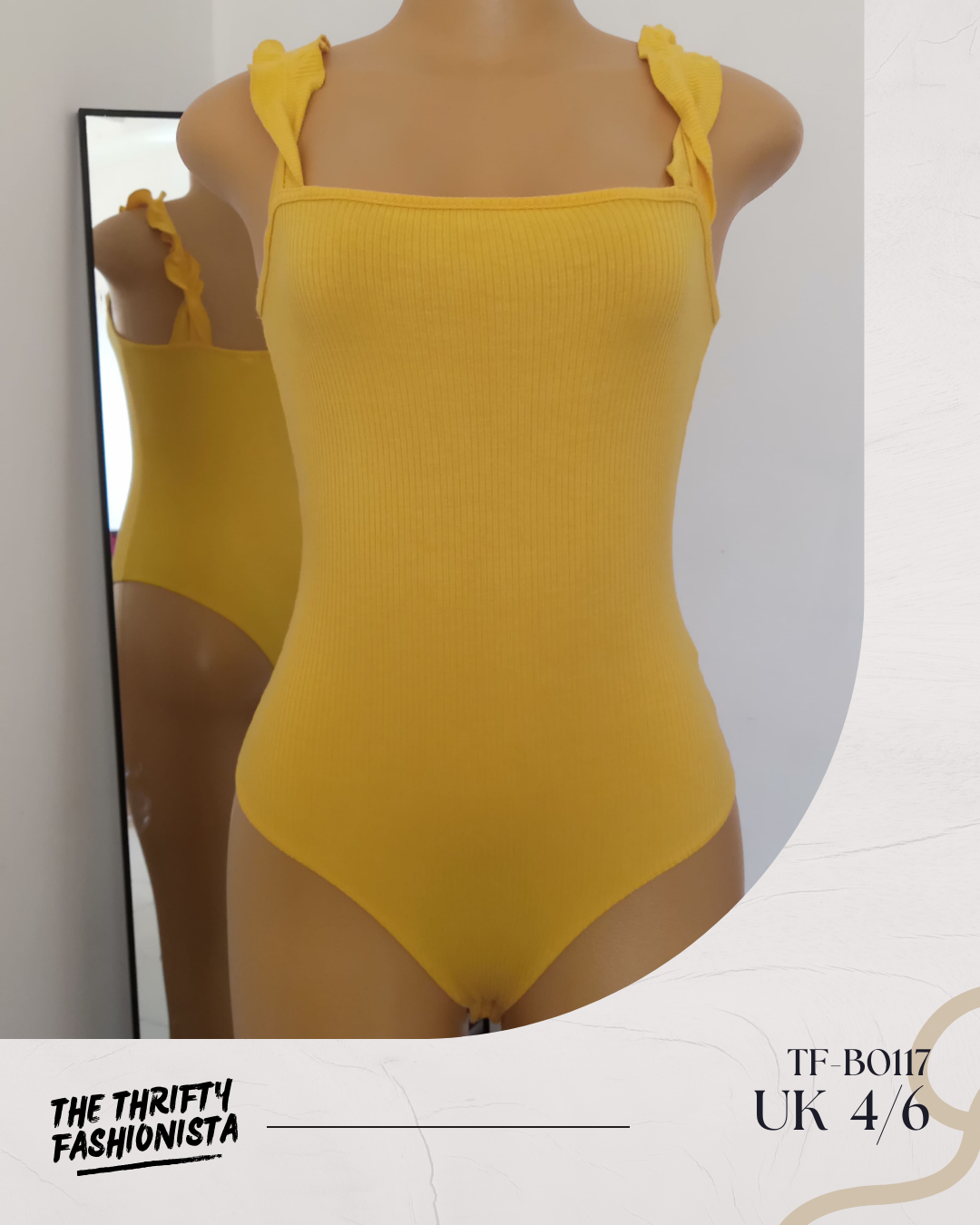 Cute Yellow Straight Neckline Ruffle Straps Sleeveless Bodysuit_0