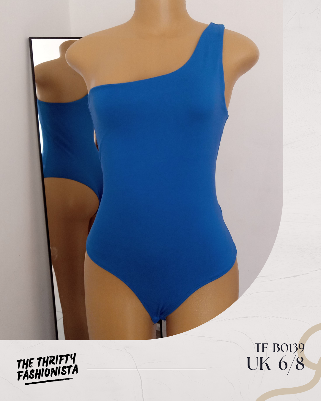 Cobalt Blue Asymmetrical Sleeveless Bodysuit_0