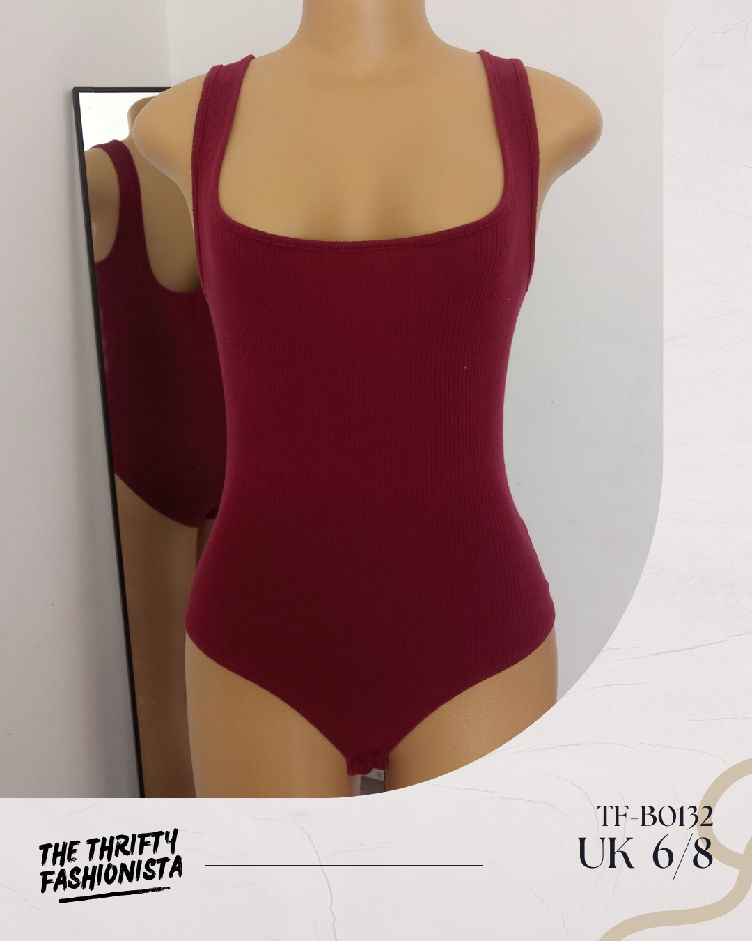 Deep Red Square Neckline Sleeveless Bodysuit_0