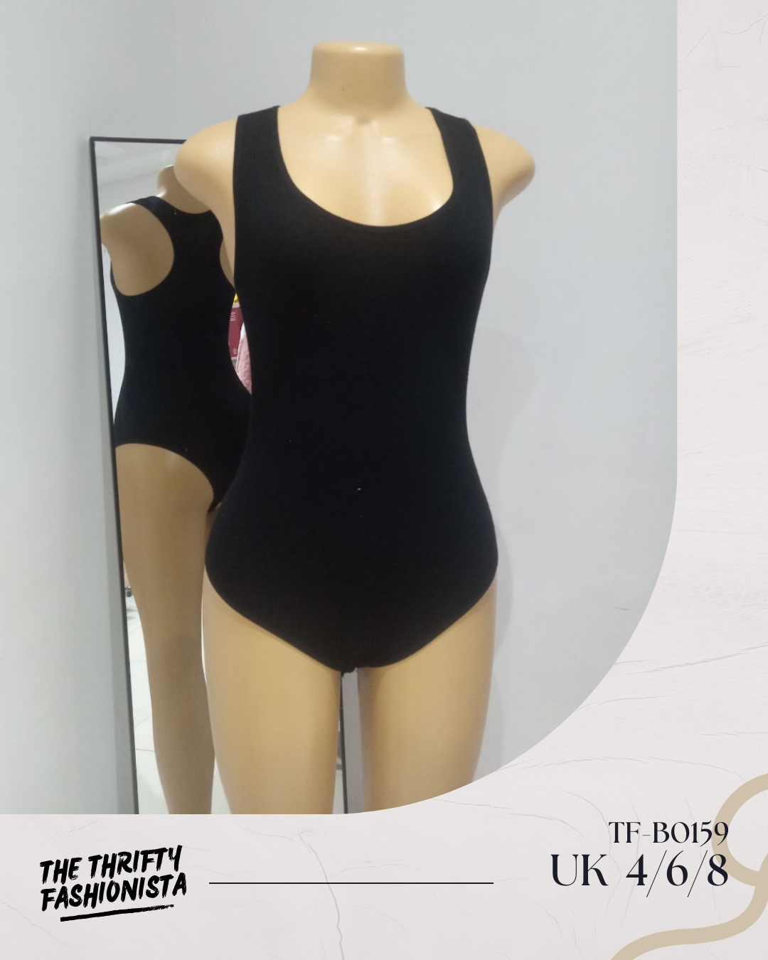 Black Round Neck Racer Back Sleeveless Bodysuit_0