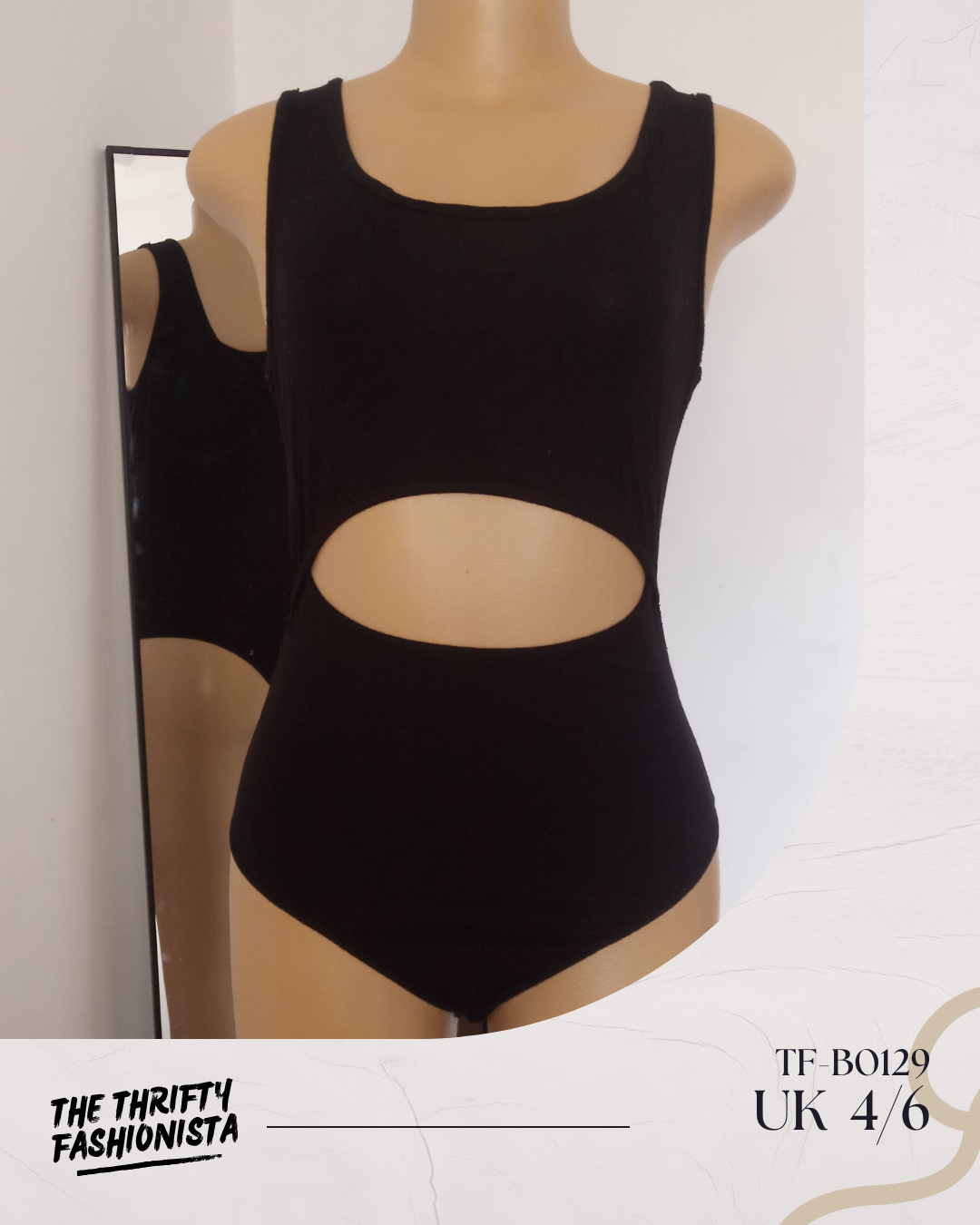 Sexy Black Front Waist Cut-Out Sleeveless Bodysuit_0