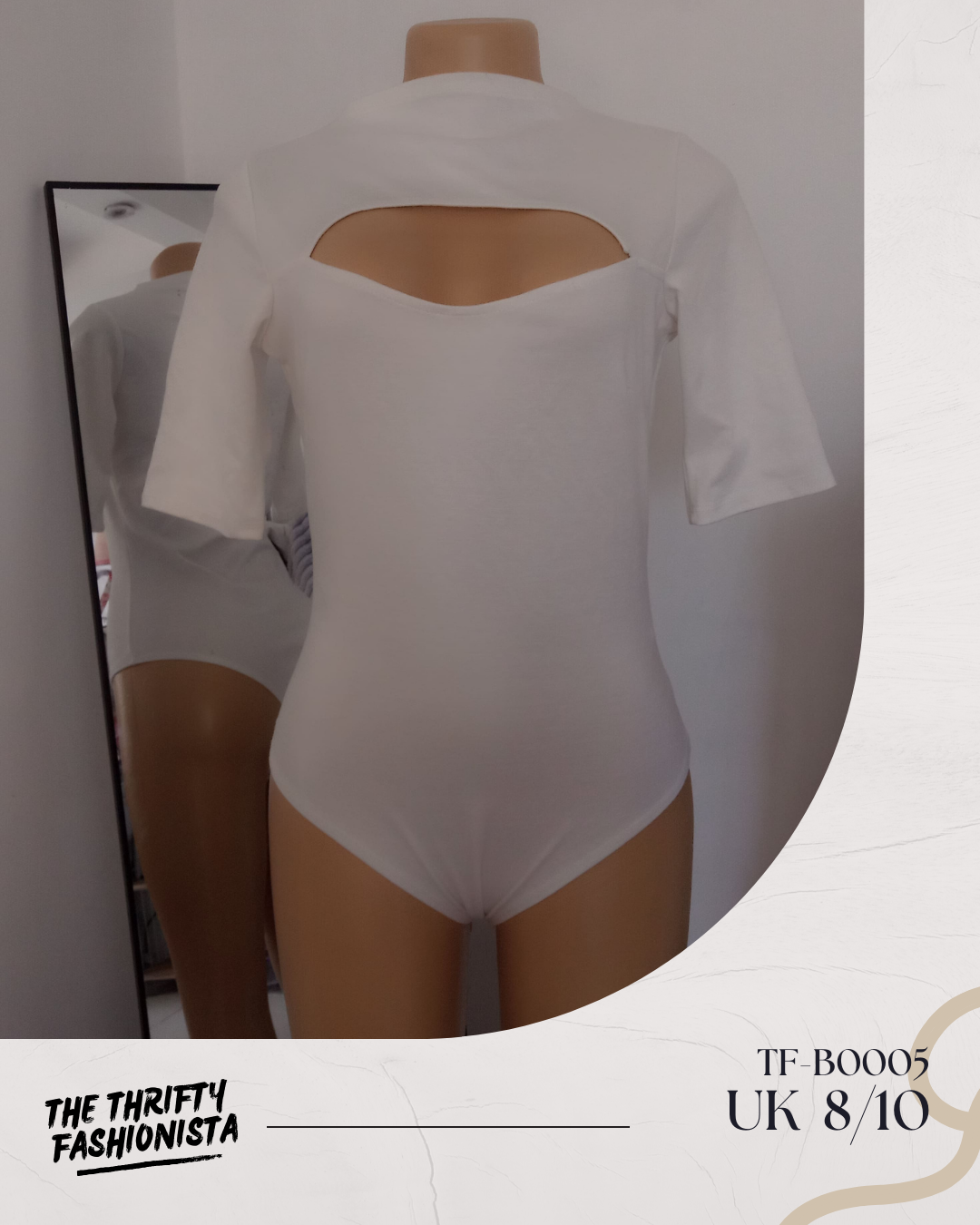 Unique Cute White High-neck Front cut-out Short-Sleeved Bodysuit_0