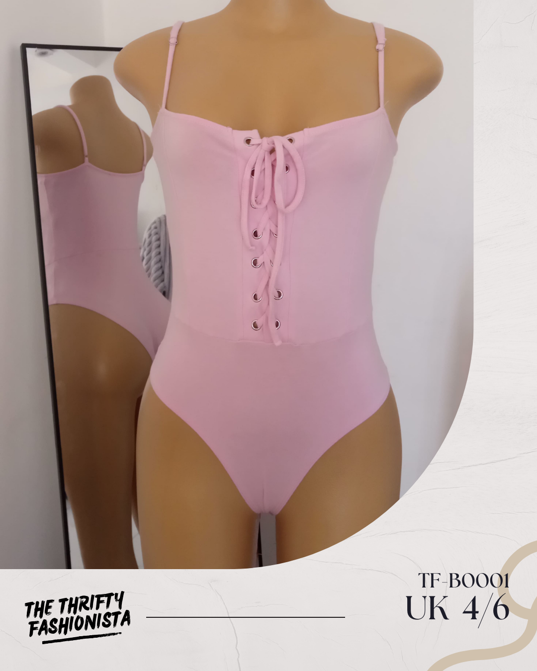 Light Pink Front Tie Strappy Bodysuit_0