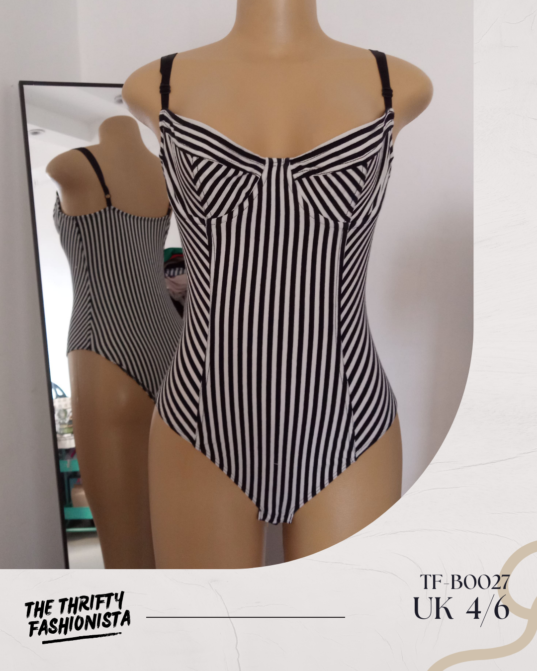 Sexy Unique Black & White Stripped Strappy Sleeveless Bodysuit_0