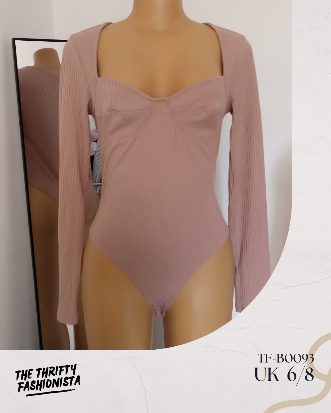 Classic Nude Square Sweetheart Neckline Cupped Long Sleeve Bodysuit_0