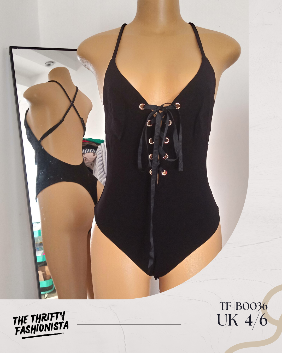 Sexy Black Spaghetti Straps  Lace Up Front Strappy Sleeveless Bodysuit_0