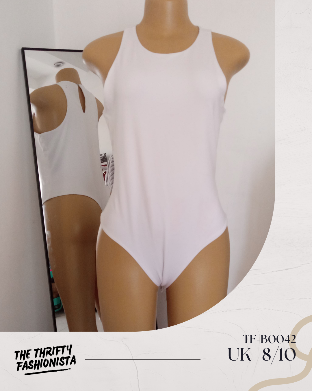 Classic White Round Neck ThickSleeveless Bodysuit_0